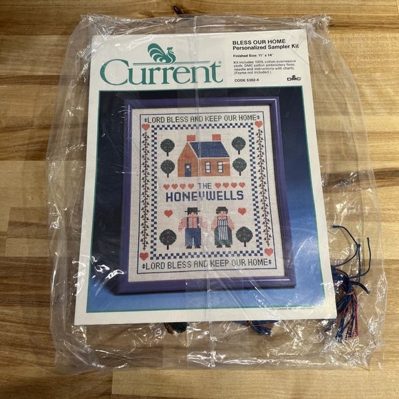 Current Cross Stitch Bless Our Home Sampler Kit 11x14 IN 5302-4 VTG 1987 - Picture 1 of 6